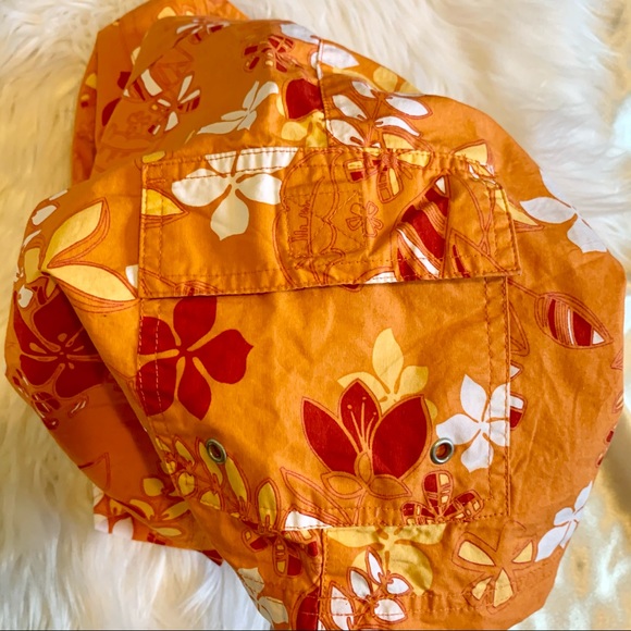 VTG Tropical Orange Floral Beach Shorts - Picture 8 of 10